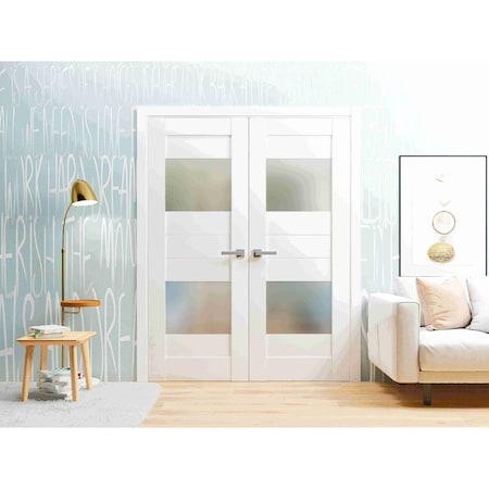 Vdomdoors Double French Interior Door, 84" x 84", White SETE6222DD-WS-8484