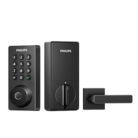 Philips Smart Wi-Fi Door Lock with Push Button Lighted Keypad and Lever Set DDLOM1042X-1HBL