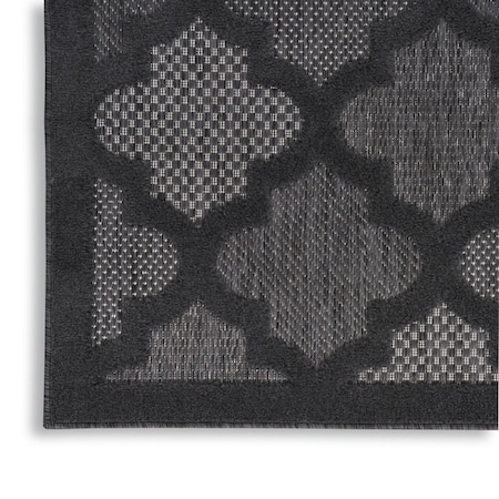 Homeroots 12' Charcoal And Black Trellis Indoor Outdoor Runner Rug 545220