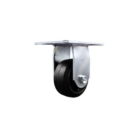 Service Caster 4 Inch Heavy Duty Top Plate Rubber on Steel Rigid Caster with Ball Bearing SCC SCC-35R420-RSB