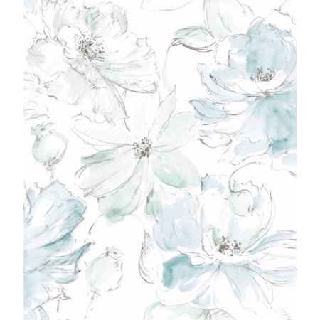 York Wallcoverings Floral Dreams Blue and Green Wallpaper CL2517
