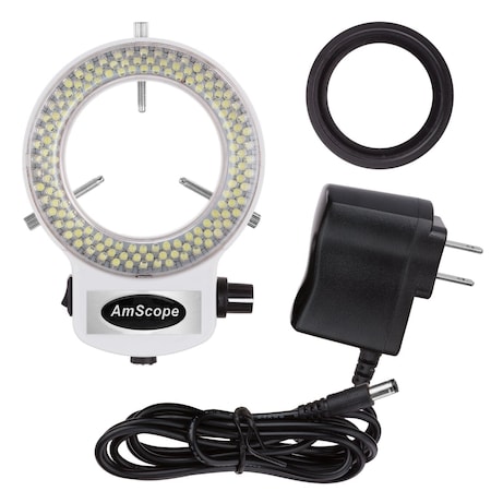 Amscope 144 LED Intensity-adjustable Ring Light for Stereo Microscopes with White Housing LED-144W-ZK