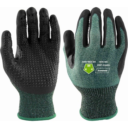 Ironwear A4 Cut Resistant HPPE Work Gloves with Foam Nitrile Palm, Large 4915-LG