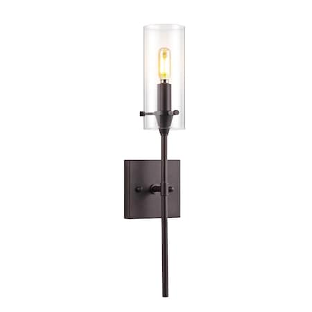 Jonathan Y Cato 4.5" 1-Light Bohemian Farmhouse Iron/Glass LED Vanity, Oil Rubbed Bronze/Clear JYL7805A