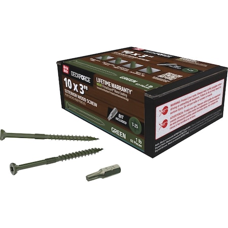 Grip-Rite DeckForce PrimeGuard Nano No, 10 x 3'' Star Drive Green Screw, 1 Lb. GRDF3STGR1