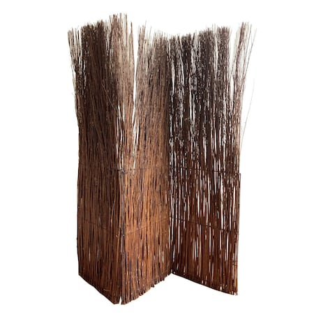 Homeroots 84" Brown Rattan Folding Three Panel Screen Room Divider 370391