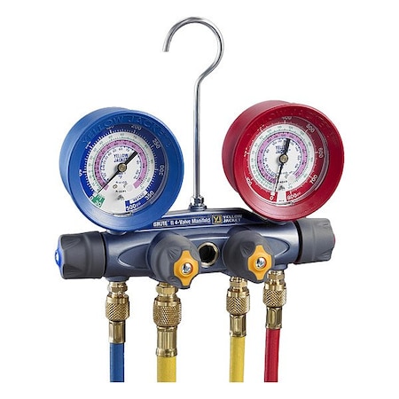 Yellow Jacket Manifold Gauge Kit, 5 ft L, 3 1/8 in Gauge 46015