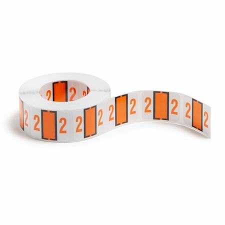 Smead NUMERICAL END TAB FILE FOLDER LABELS, 2, 1 X 1.25, WHITE, 500/ROLL 67372