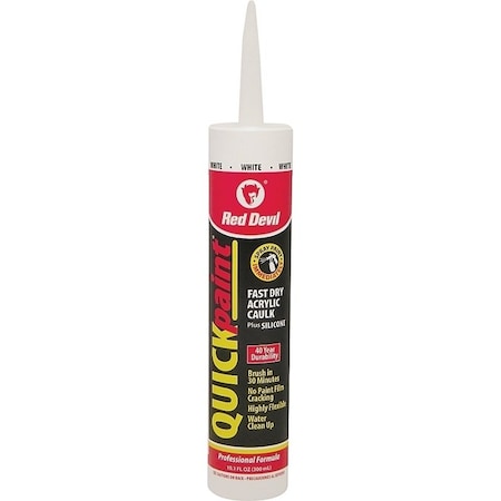 Red Devil Quick Point 0 Fast Dry Acrylic Caulk, White, 40 to 90 deg F, 101 floz Cartridge 946