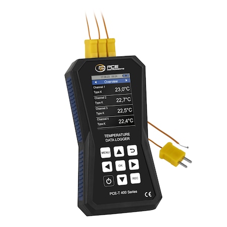 Pce Instruments 4-channel thermocouple datalogger, Type K/J/S/R/T/E/N/B to 1800 deg C / 3272 deg F with USB-C PCE-T 420