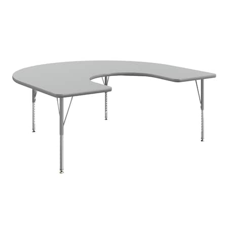 Flash Furniture Wren 66 in x 60 in Horseshoe Adjustable Height Activity Table, Thermal Laminate Top, Short Legs, Gray XU-A6066-HRSE-GRY-T-P-GG
