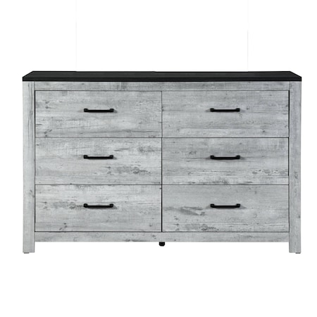 Homeroots 58" Gray Wood Six Drawer Double Dresser 564678