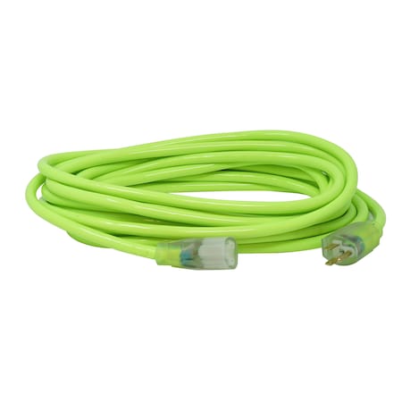 Southwire SJTW Extension Cord, 12 AWG, Outdoor, 12/3, 1 Outlets, 5-15R, Green, PVC, 5-15P, 25 ft 2577SW000X