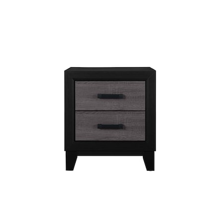 Homeroots 22" Black And Gray Wood Two Drawer Nightstand 564652