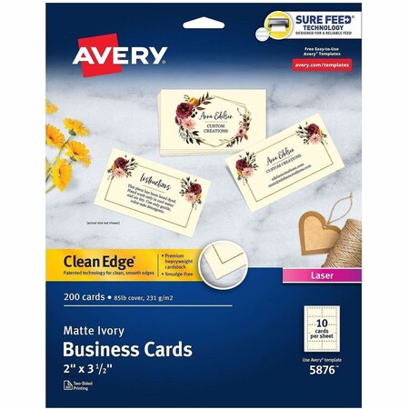Avery Two-Side Printable Business Card, 2" x 3-1/2", Ivory, 200 Cards/Pack 5876