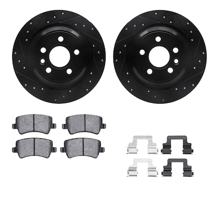 Dynamic Friction Co DFC Rotors-Drilled & Slotted-Black w/ EURO 5000 Ceramic Brake Pads Incl Hdw 8612-27038