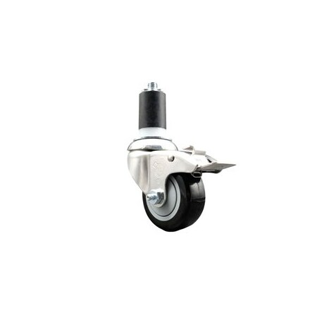Service Caster 3.5 Inch 316SS Black Poly Swivel 1-1/2 Inch Expanding Stem Caster Lock Brake SCC SCC-SS316TTLEX20S3514-PPUB-BLK-112