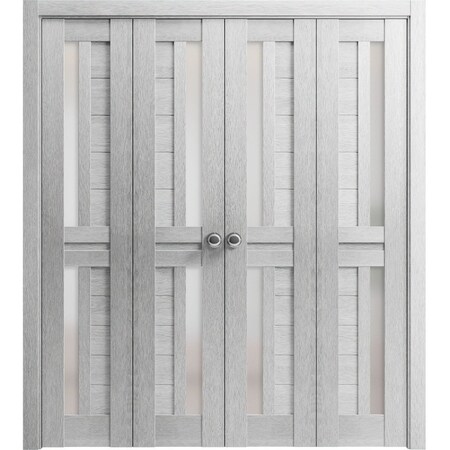 Sartodoors Sliding Closet Double Bi-fold Doors Grey Solid Core Modern Interior VEREGIO7288DBF-OAK-96 x 96 (4* 24x96)