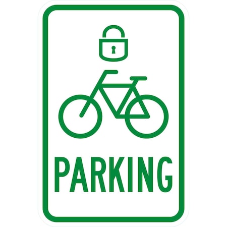 Lyle Parking (with Cycle and Lock Symbol), 12x18, Diamond Grade, White G-3095-DG_12x18