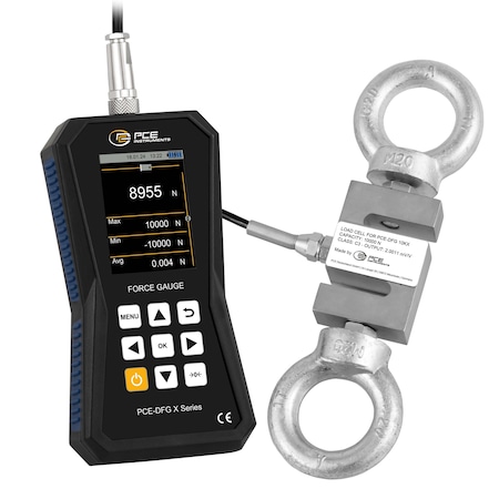 Pce Instruments Force gauge for tension and compression, measures 10,000 N / 2,248 lbf with high resolution PCE-DFG 10K X