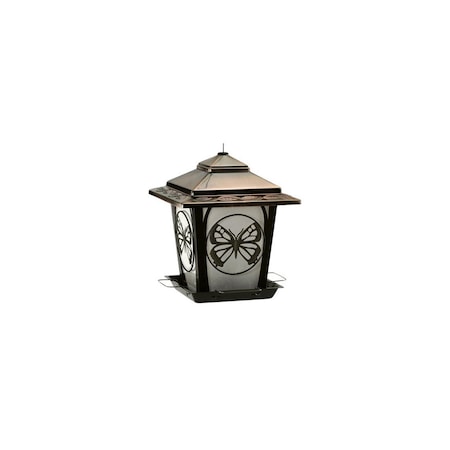 Audubon Bird Feeder, Hopper Style With Butterfly Accents, Metal 23837
