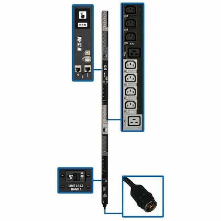 Eaton 10kW 200-240V 3PH Switched PDU, LX Interface, Gigabit, 30 Outlets, L21-30P Input, LCD, 1.8 m PDU3EVS6L2130