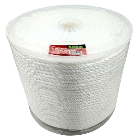 Baron Rope, 5/16 in Dia, 600 ft L, 192 lb Working Load, Nylon/Poly, White 54012
