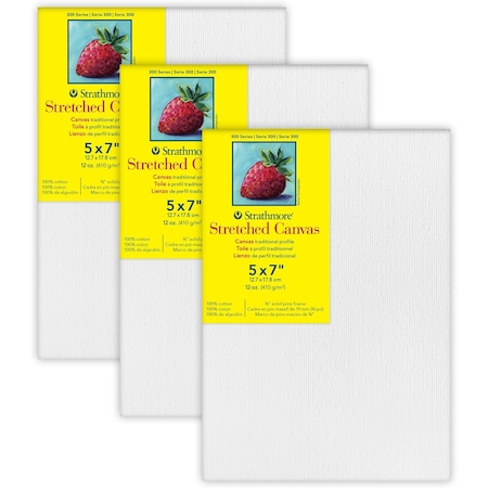 Strathmore 300 Series Traditional Stretched Canvas, 5x7 inch, 3PK P313-07