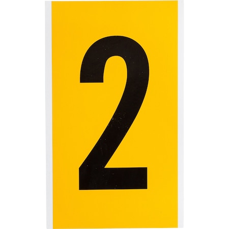 Brady Outdoor Vinyl 6 in Black on Yellow Numbers 2 Card 1570-2
