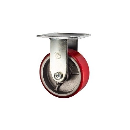 Service Caster 5 Inch Red Poly on Cast Iron Wheel Rigid Caster with Ball Bearing SCC-30R520-PUB-RS
