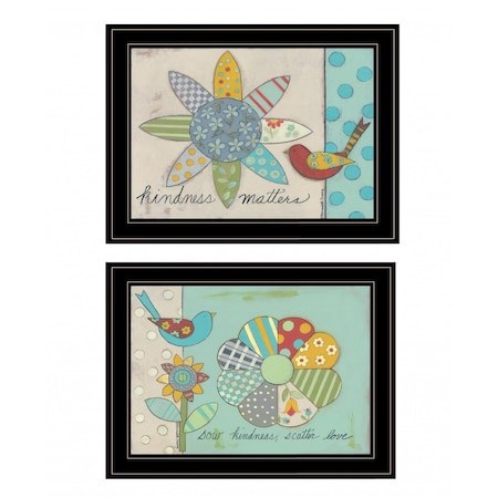 Homeroots Set Of Two Kindness 2 Black Framed Print Wall Art, 2PK 407910