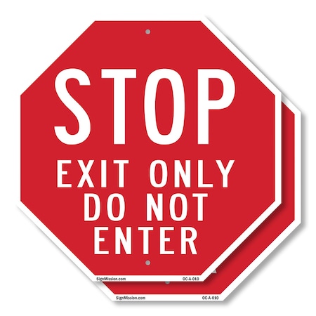 Signmission Stop Exit Only Do Not Enter, 6 inch X 6 inch, Plastic Sign, 2PK OC-P-2PACK-6-10