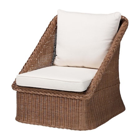 Bali & Pari Derris Bohemian Peanut Brown Braided Rattan Arm Chair 256-14077-ZORO