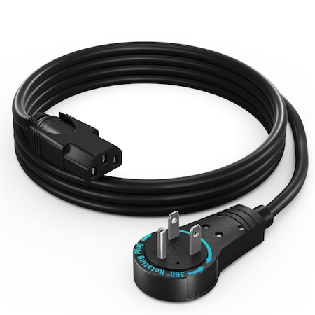Maximm 4ft 16AWG 360 degrees Flat Plug PC Monitor Power Cord NEMA 5-15P to IEC13, UL ADW-360-C13R04-16B0