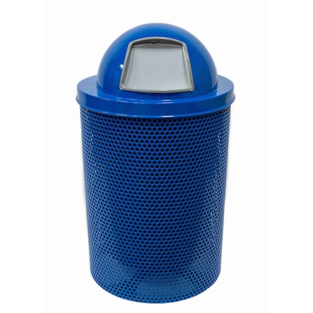 Mytcoat Trash Receptacle, Dome Lid, Liner, 32 Gal, Light Blue, Punched Steel, Industry Standard Coating 804360