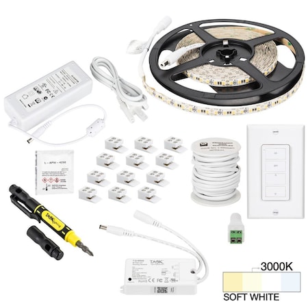 Task Lighting 16 Ft., 225 Lumens/Ft. 12 V, V, Uno Wireless Controller, 1 Zone 1 Area, Sgl-White, Soft. White 3000K L-VUK1Z1A-16-30