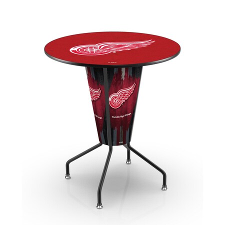 Holland Bar Stool Co Lighted 42" Black Detroit Red Wings Pub Table L218B42DetRed36RDetRed