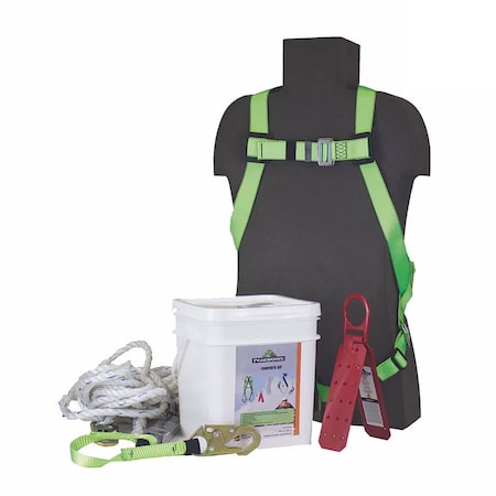 Peakworks R7 Series Rooferfts Kit, Includes Safety Harness , Vertical Lifeline , Roof Bracket , 16L Pail V8257285