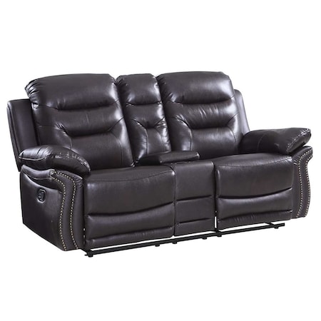 Homeroots 75in Brown Faux Leather Manual Reclining Love Seat With Storage 329418