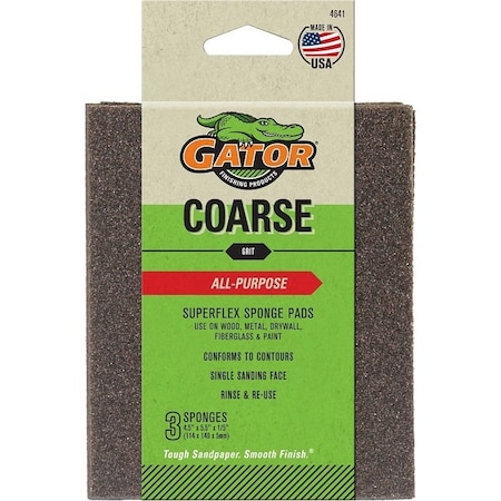 Gator Sanding Pad, 5-1/2 in L, 4-1/2 in W, 60 Grit, Coarse, Aluminum Oxide Abrasive 4641