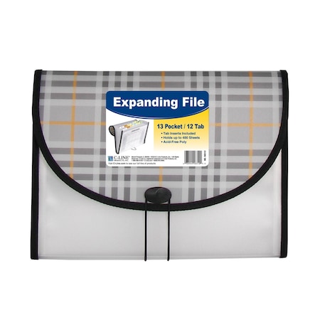 C-Line Products 8-1/2" x 11" Plaid Fashion Series 13-Pocket Expanding File, 12EA/DS 58312-DS