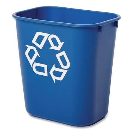 Rubbermaid Commercial 13.63 qt. Desk Recycling Container, Satin Black/Satin Alum, Plastic FG295573BLUE