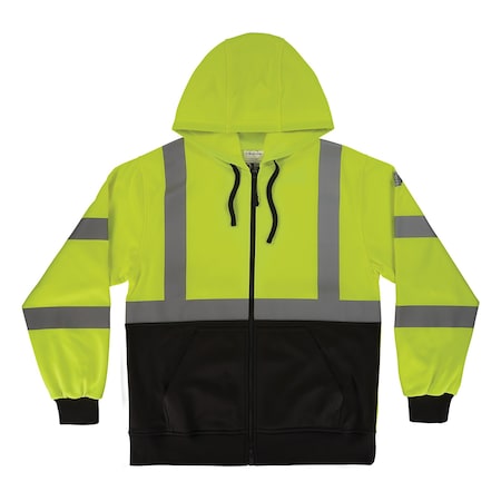 Ergodyne 4XL Lime Type R, Class 3 Essential Hi-Vis Zip-Up Hoodie 8312BK