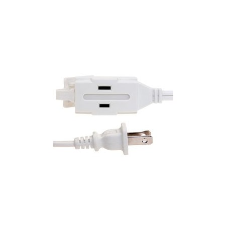 Cable Wholesale Extension Cord, 16 AWG, Indoor, 16/2, 3 Outlets, 1-15R, White, 1-15P, 12 ft 10W1-39112