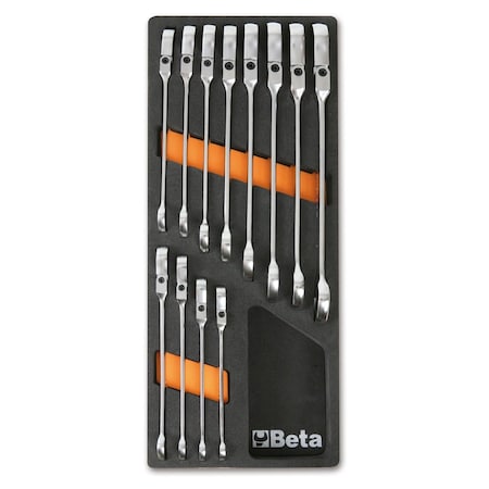 Beta Set of 12 Flex Head Metric 12-Point Ratcheting Combination Wrenches in Thermoformed Tray M46