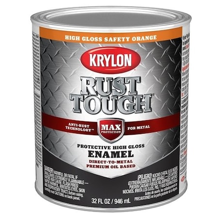 Krylon Rust Tough Gloss Anti-Rust Safety Color Rust Control Enamel, Safety Orange, 1 Qt. K09767008