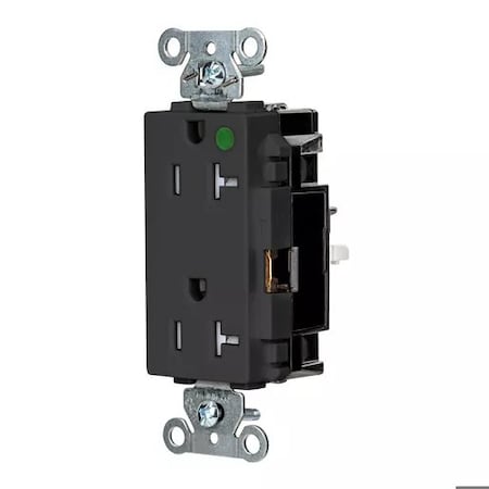 Hubbell Wiring Device-Kellems Straight Blade Receptacle, 5-20R, 20 A, 125V AC, 2 Pole, 3 Wire, Surface Mount, Grounded HBL2182STBKTR