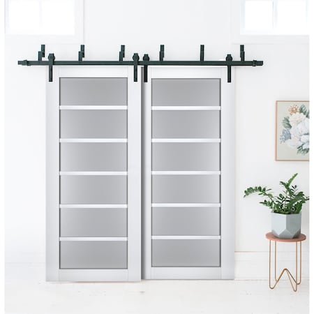 Sartodoors Sliding Closet Barn Bypass Doors White Solid Core Modern Interior VEREGIO7602BBB-WS-36