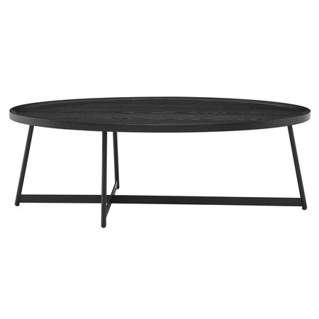 Homeroots 47" Black Wood And Metal Oval Frame Coffee Table 370465