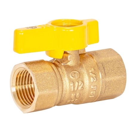 Brasscraft Eastman 1/2 in. Brass FIP Ball Valve T-Handle For Gas 60009B